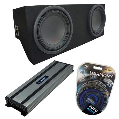 Harmony Audio Compatible with 2005-2014 Ford Mustang Coupe Alpine Bundle Type R R-W12D2 Dual 12" Custom Sub Box Enclosure with Harmony HA-A1500.1 Amplifier & 0GA Amp Kit