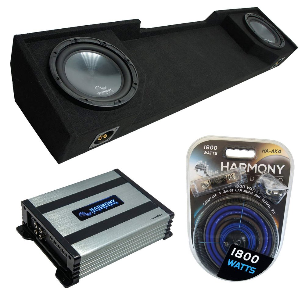 Harmony Audio Compatible with 1988-1998 GMC Sierra Extended Cab Truck Harmony Bundle R104 Dual 10" Sub Box & HA-A400.1 Amp