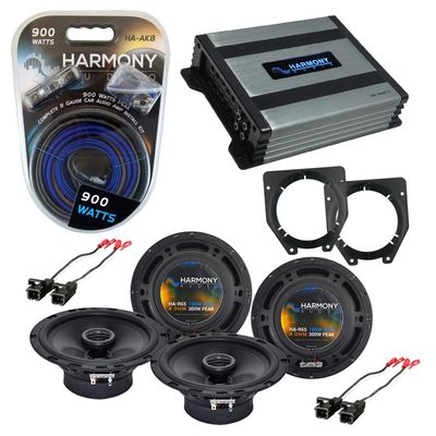Harmony Audio HA-65 Compatible with Chevy Express Van 1996-2007 Car Stereo Rhythm Series 6.5" Replacement 300W Speakers, HA-A400.4 4-Channel 800W Range Speaker or Sub Amp and HA-AK8 Gauge 900W Kit