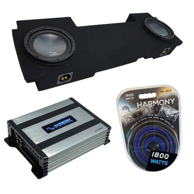 Harmony Audio HA-R104 Compatible with Chevy Avalanche 2002-2013 Rhythm Series 10" Sub, HA-A400.1 Class D Mono 800 Watt Subwoofer Amplifier and ASC GM2X10-AV-ECL-US Custom Dual 10" Sub Box