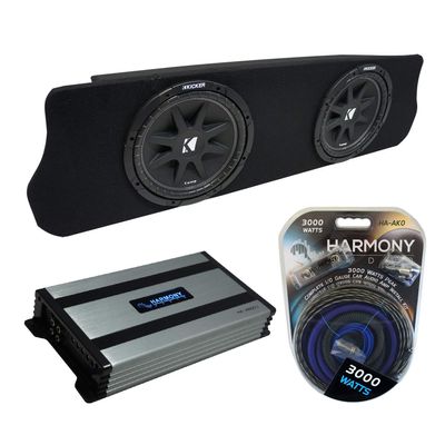 Harmony Audio Compatible with 1994-2004 Ford Mustang Coupe Kicker Bundle Comp C10 Dual 10" Custom Sub Box Enclosure & Harmony HA-A800.1 Amp
