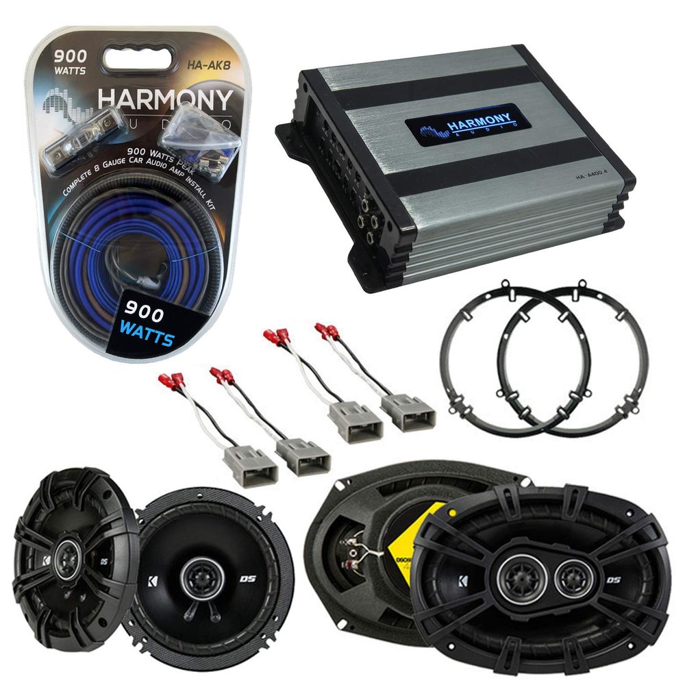 Harmony Audio Kicker DSC65 Compatible with Honda Accord 1998-2002 Bundled with DSC693 Speakers and Harmony HA-A400.4 Amplifier Factory Speaker Replacement Package