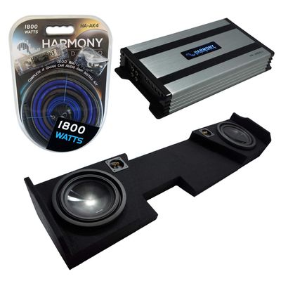Harmony Audio Compatible with 2014-2018 Chevy Silverado Double Cab Alpine Bundle SWT-10S4 Dual 10 Sub Box with Harmony HA-A800.1 Amplifier & 4GA Amp Kit