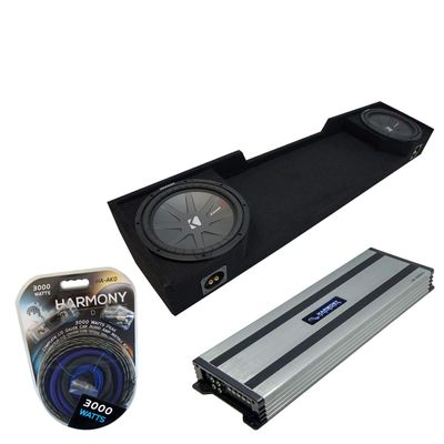 Harmony Audio Compatible with 1988-1998 Chevy CK Silverado Extended Cab Truck Kicker Bundle CompR CWR10 Dual 10" Sub Box Enclosure & Harmony HA-A1500.1 Amp