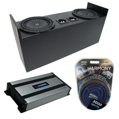 Harmony Audio Compatible with 1987-2006 Jeep Wrangler YJ TJ Kicker Bundle CompVT CVT10 Dual 10" Rhino Sub Box Enclosure & Harmony HA-A800.1 Amp