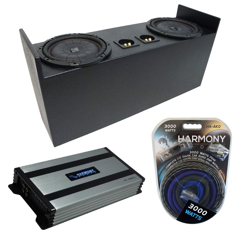 Harmony Audio Compatible with 1987-2006 Jeep Wrangler YJ TJ Kicker Bundle CompVT CVT10 Dual 10" Rhino Sub Box Enclosure & Harmony HA-A800.1 Amp