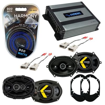 Harmony Audio Bundle with Kicker KSC68 KSC69 Speaker Replacement & Harmony HA-A400.4 Amp Compatible with Mercury Grand Marquis 98-02
