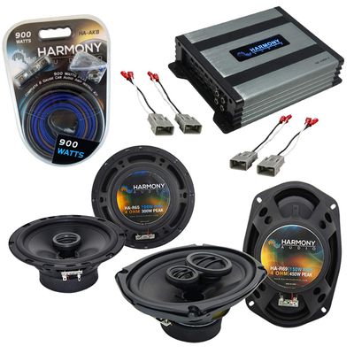 Harmony Audio HA-R69 Compatible with Honda Civic 1996-2000 Bundle with HA-R65 2-Way 100W RMS Speakers HA-727800 Harness (2) Adapter HA-AK8 Install Kit HA-A400.4 400 RMS Amp 3-Way 150W RMS Speakers