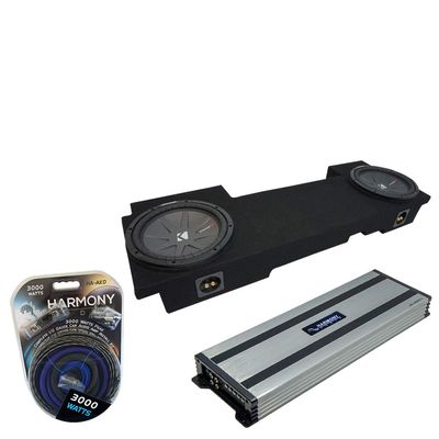 Harmony Audio Compatible with 2002-2013 GMC Sierra HD Crew Truck Kicker Bundle CompR CWR10 Dual 10" Sub Box Enclosure & Harmony HA-A1500.1 Amp