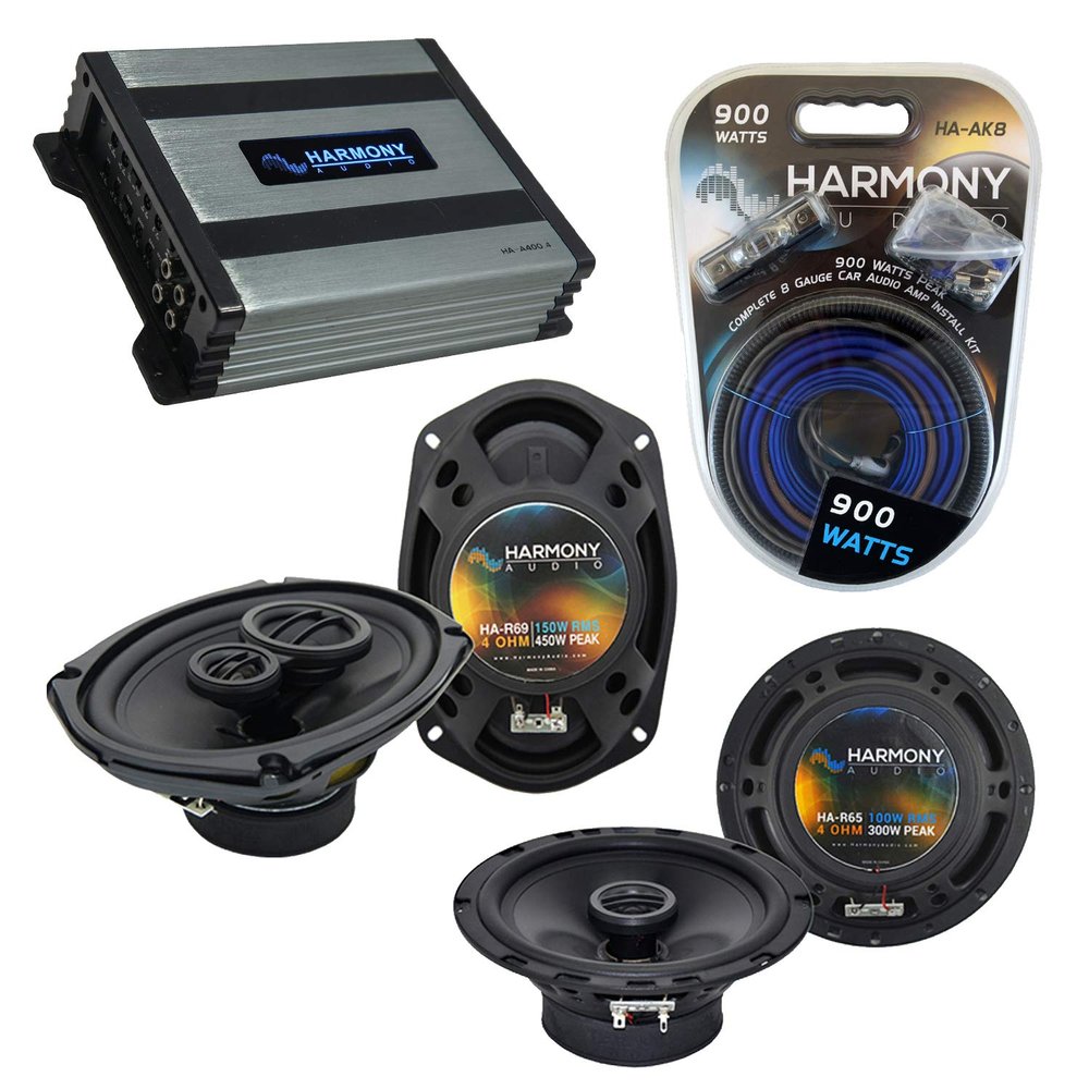 Compatible with Pontiac Montana SV6 2006-2007 OEM Speaker Replacement Harmony Bundle Speakers & HA-A400.4 Amp