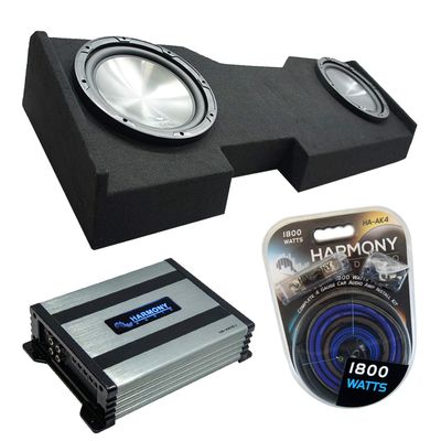 Harmony Audio Compatible with 2014-2018 GMC Sierra Crew Cab Bundle HA-R104 Dual 10" Sub Box HA-A400.1 Amp