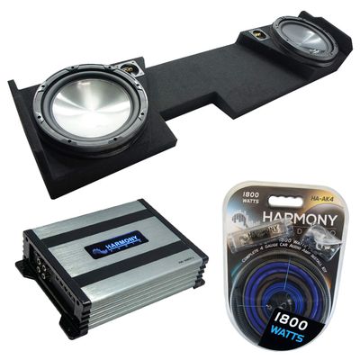 Harmony Audio Compatible with 2014-2018 Chevy Silverado Double Cab Bundle HA-R104 Dual 10 Sub Box HA-A400.1 Amp