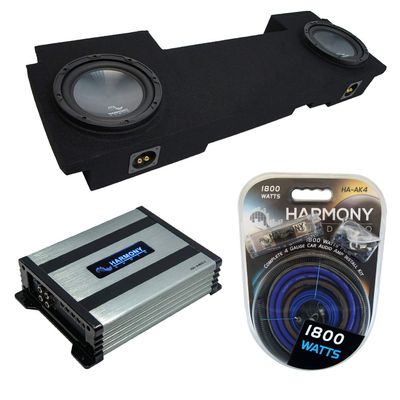 Harmony Audio R104 10" Subwoofer Bundle HA-A400.1 Amp, ASC Sub Box Compatible with 2002-2013 Chevy Silverado HD Crew Truck