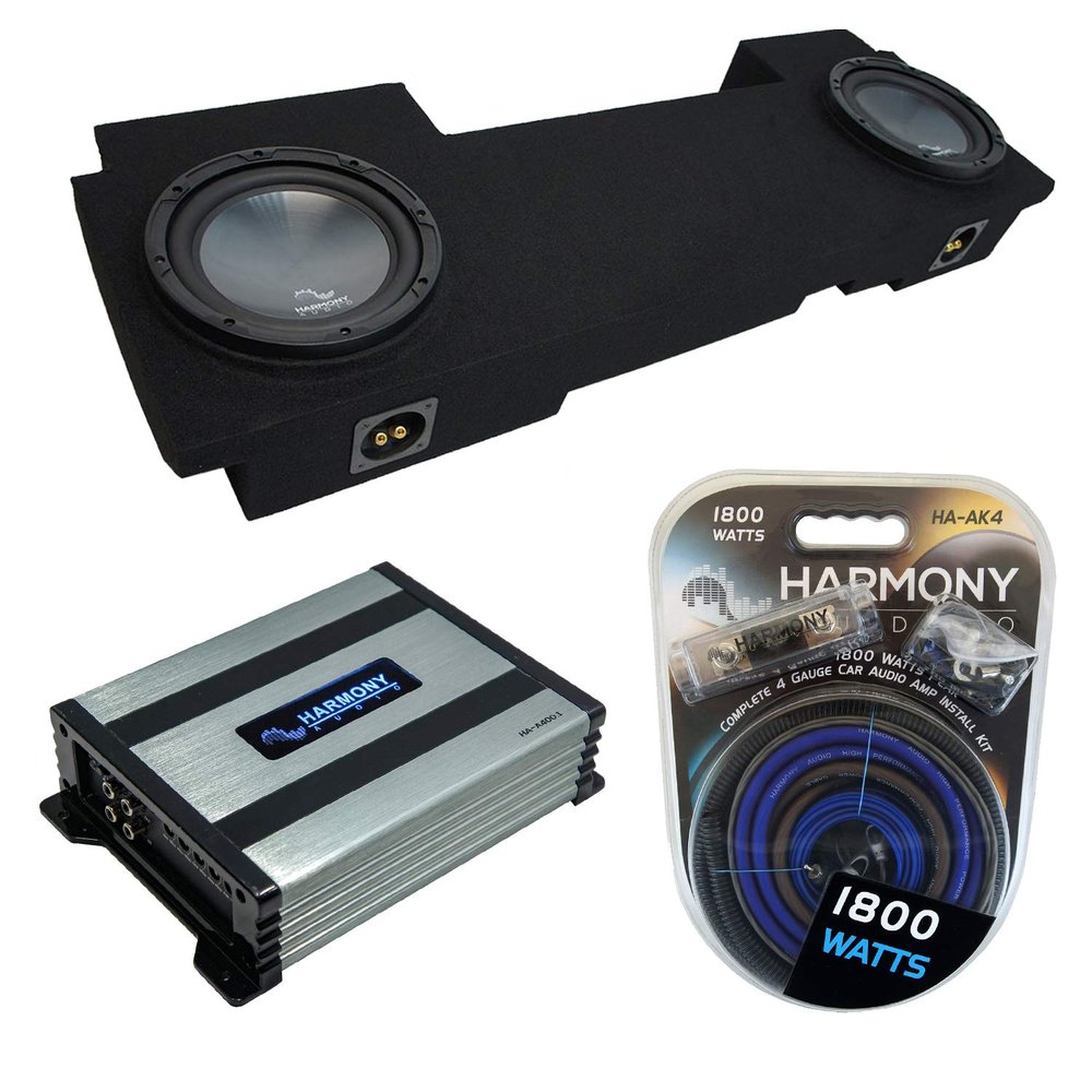 Harmony Audio R104 10" Subwoofer Bundle HA-A400.1 Amp, ASC Sub Box Compatible with 2002-2013 Chevy Silverado HD Crew Truck
