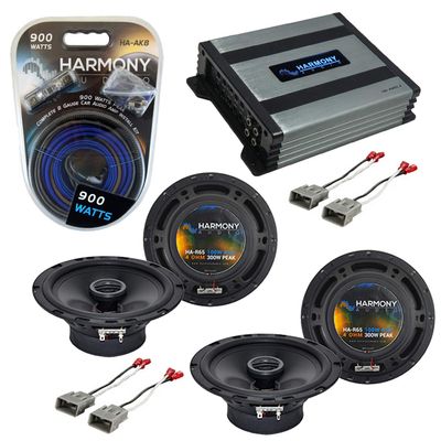 Harmony Audio HA-R65 Compatible with Acura Integra 1986-2001 Bundle with HA-727800 Harness (2) Adapter HA-AK8 Install Kit HA-A400.4 400W RMS 4 Channel Amp 100W RMS Single 4 Ohm 2-Way 6.5" (2) Speakers