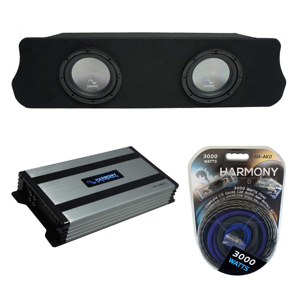 Harmony Audio Compatible with 1994-2004 Ford Mustang Coupe Harmony Bundle A102 Dual 10" Custom Sub Box & HA-A800.1 Amp