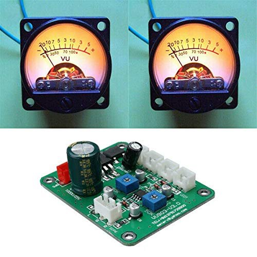 Electronic Components 2 Pcs VU Meter Warm Backlight Recording Audio Level Amp with Driver Module