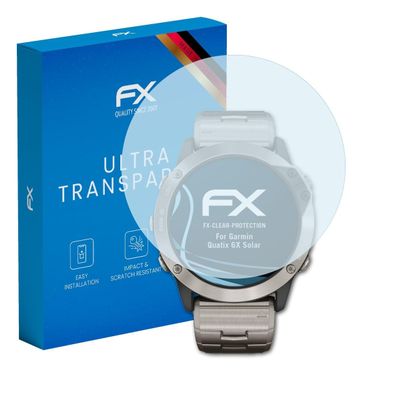 atFoliX Screen Protection Film compatible with Garmin Quatix 6X Solar Screen Protector, ultra-clear FX Protective Film (3X)