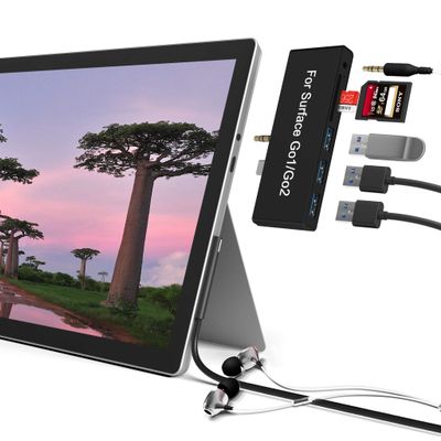 Surface Go Docking Station - USB C Hub with 6-in-2 Ports, 3.5mm Audio, SD/TF Card Reader