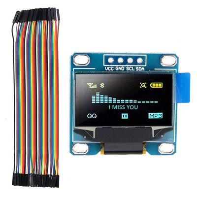 Electronic Components 0.96 Inch OLED I2c IIC LCD Screen Module + F-F Line 12864 128x64 Display