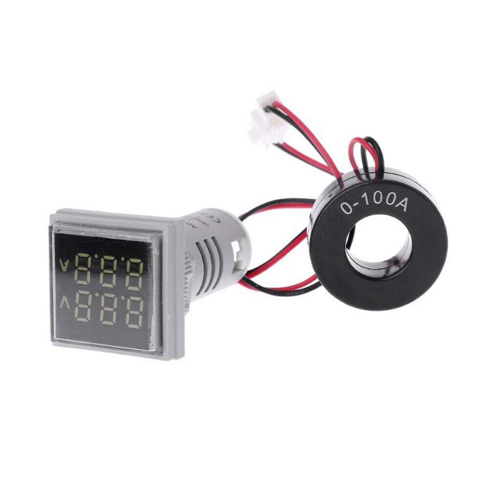Electronic Components 3pcs White Light AC 60-500V 0-100A D18 Square LED Digital Dual Display Voltmeter