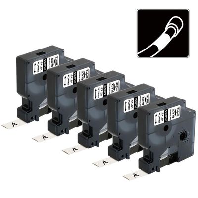 Aonomi Replacement for Dymo 18055 a18055 Rhino Heat Shrink Tube Labels, 1/2 Industrial Black on White Label Tape, Work with DYMO Rhino 4200, 5200, 5000 Label Makers, 1/2" x 4.9'(12mm x 1.5m), 5-Pack