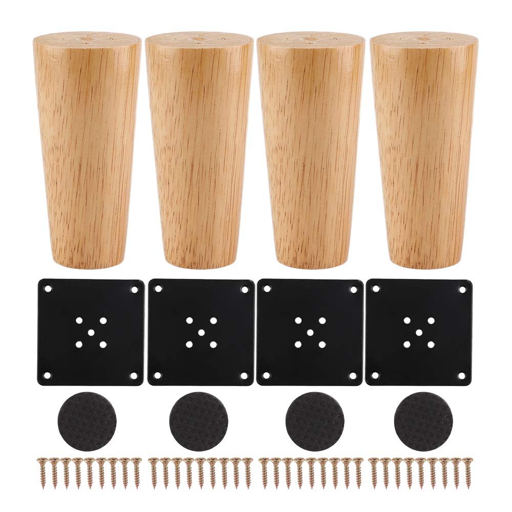 szzijia 4Pcs Wood Color Furniture Sofa Solid Wood Feet (Straight Feet) for Sofas, Cabinets, Tables, Bed Legs (12cm)