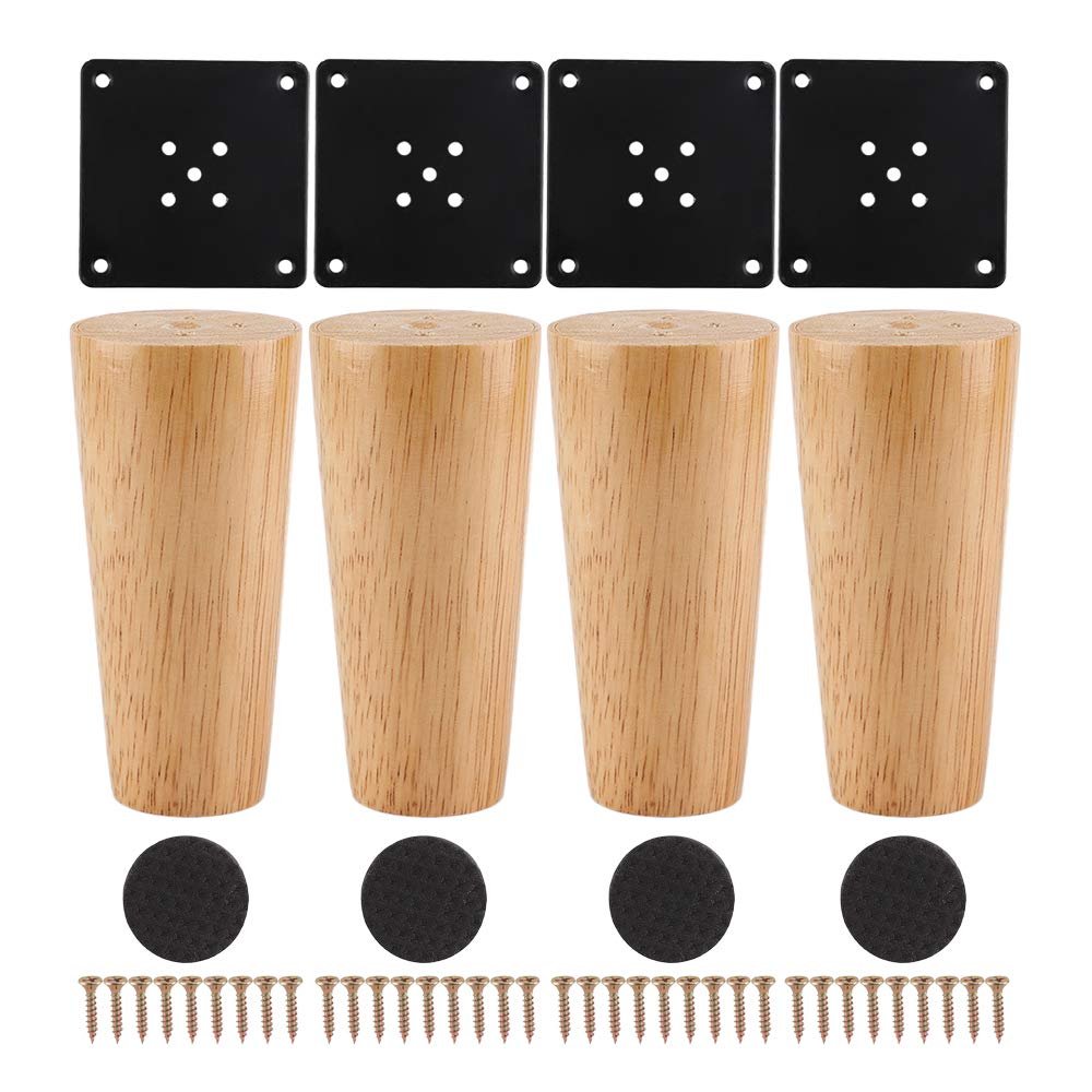 szzijia 4Pcs Wood Color Furniture Sofa Solid Wood Feet (Straight Feet) for Sofas, Cabinets, Tables, Bed Legs (8cm)
