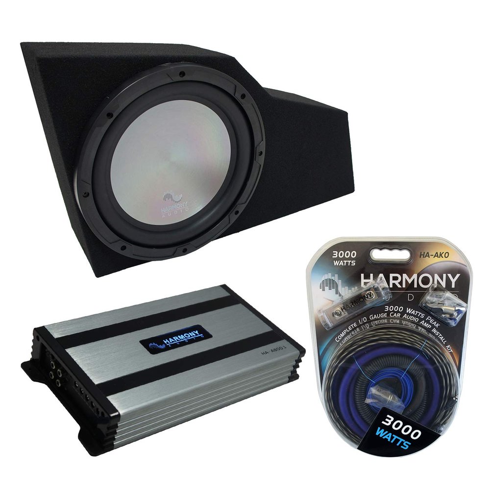 Harmony Audio HA-A122 Subwoofer Single 12" Sub Box Bundle HA-A800.1 Amp Compatible with 2002-2009 Chevy Trailblazer