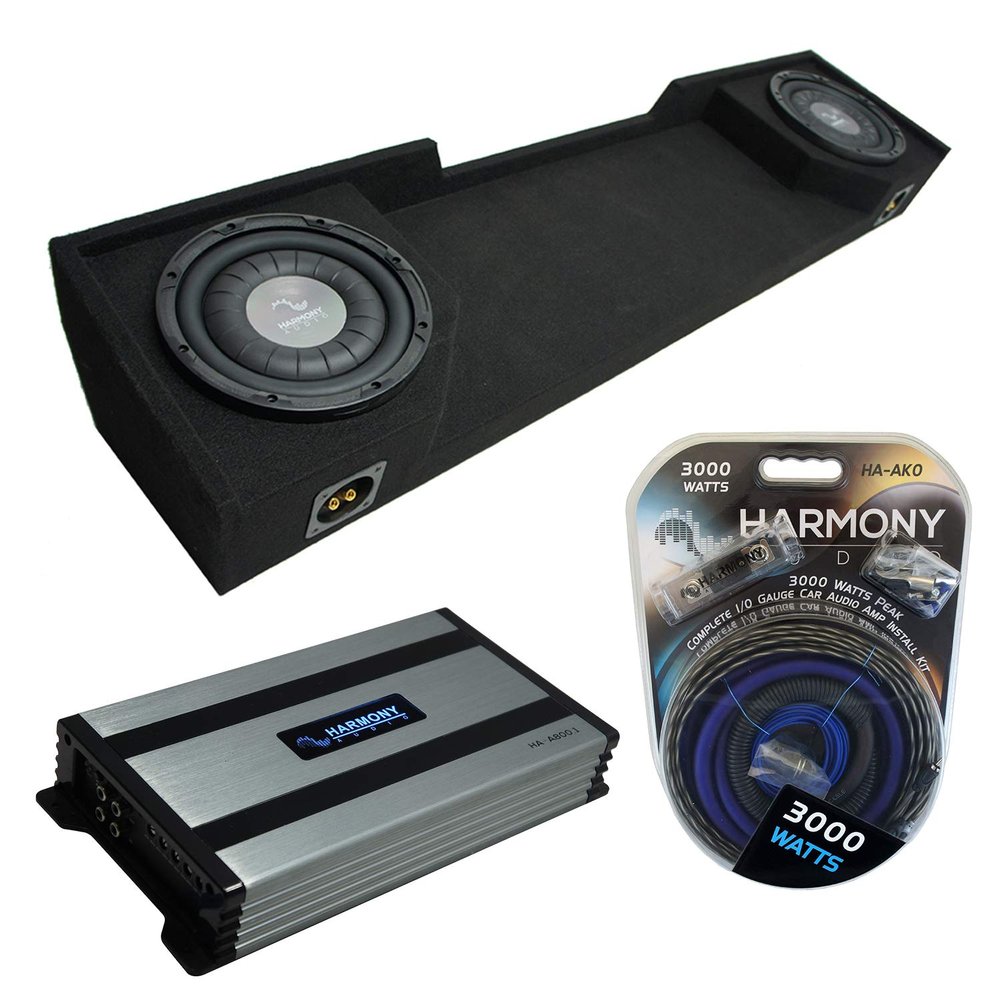 Harmony Audio F104 10" Subwoofer Bundle HA-A800.1 Amp, ASC Sub Box Compatible with 1988-1998 GMC Sierra Extended Cab Truck
