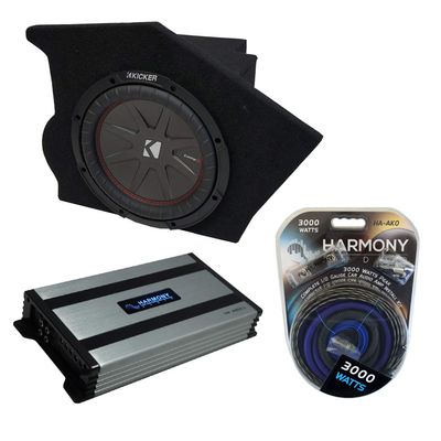 Harmony Audio Compatible with 1993-2002 Pontiac Firebird Coupe Driver Side 10" Kicker Bundle CompR CWR10 Sub Box Enclosure & Harmony HA-A800.1 Amp