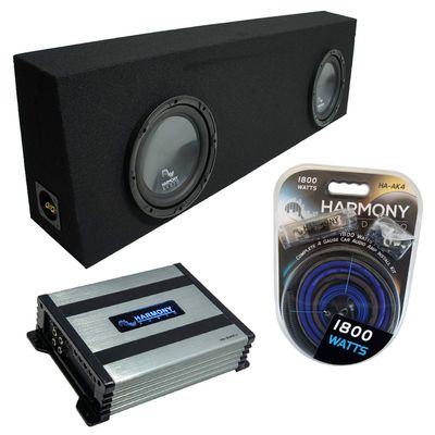 Harmony Audio Compatible with Universal Regular Cab Truck HA-R124 Dual 12" Loaded Sub Box Enclosure with HA-A400.1 Amplifier