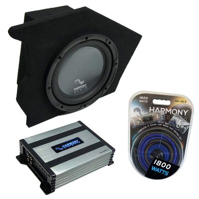 Harmony Audio R104 10" Subwoofer Bundle HA-A400.1 Amp, ASC Sub Box Compatible with 1993-2002 Pontiac Firebird Coupe Driver Side