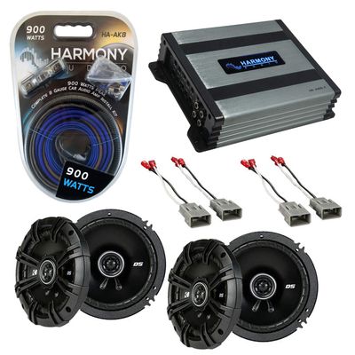 Harmony Audio HA-A400.4 Compatible with Honda Civic 1986-1991 4-Channel 800W Full Range Speaker/Sub Amplifier, 43DSC6504 DS Series 50W RMS 4 Ohm Coaxial Car Speakers and HA-AK8 8 Gauge 900W Amp Kit