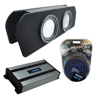 Harmony Audio Compatible with 2015-2023 Ford Mustang Coupe Bundle HA-A102 Dual 10" Custom Sub Box HA-A800.1 Amp