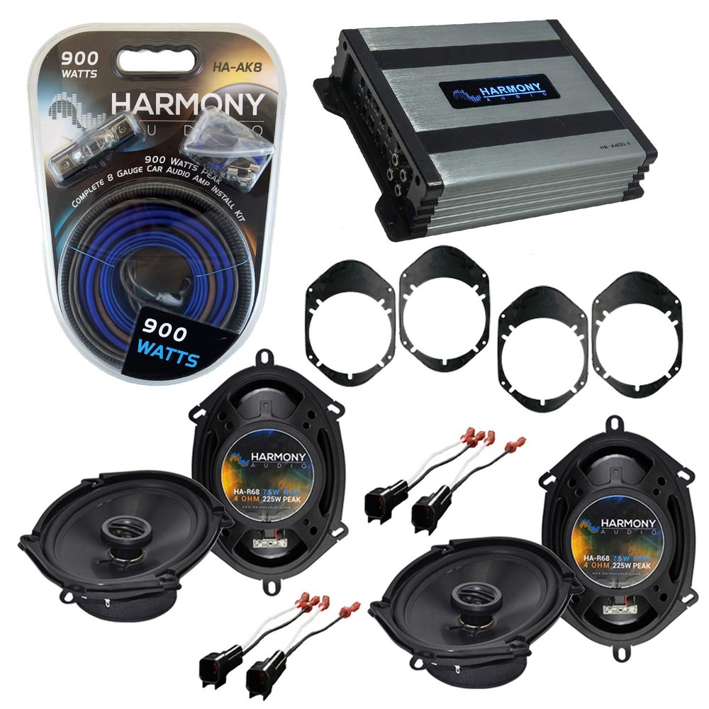 Harmony Audio Compatible with Ford Taurus 2000-2007 Factory Speaker Replacement Harmony Bundle (2) R68 & HA-A400.4 Amp