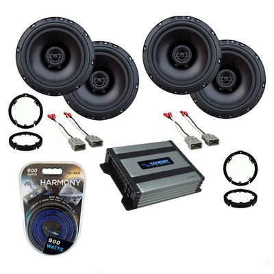 Harmony Master Bundle Compatible with 2019 Honda Insight HA-R65 6.5" Replacement 300W Speakers & Grills with HA-AK8 900W Amp Install Kit, and HA-A400.4 800W Speaker or Sub Amp