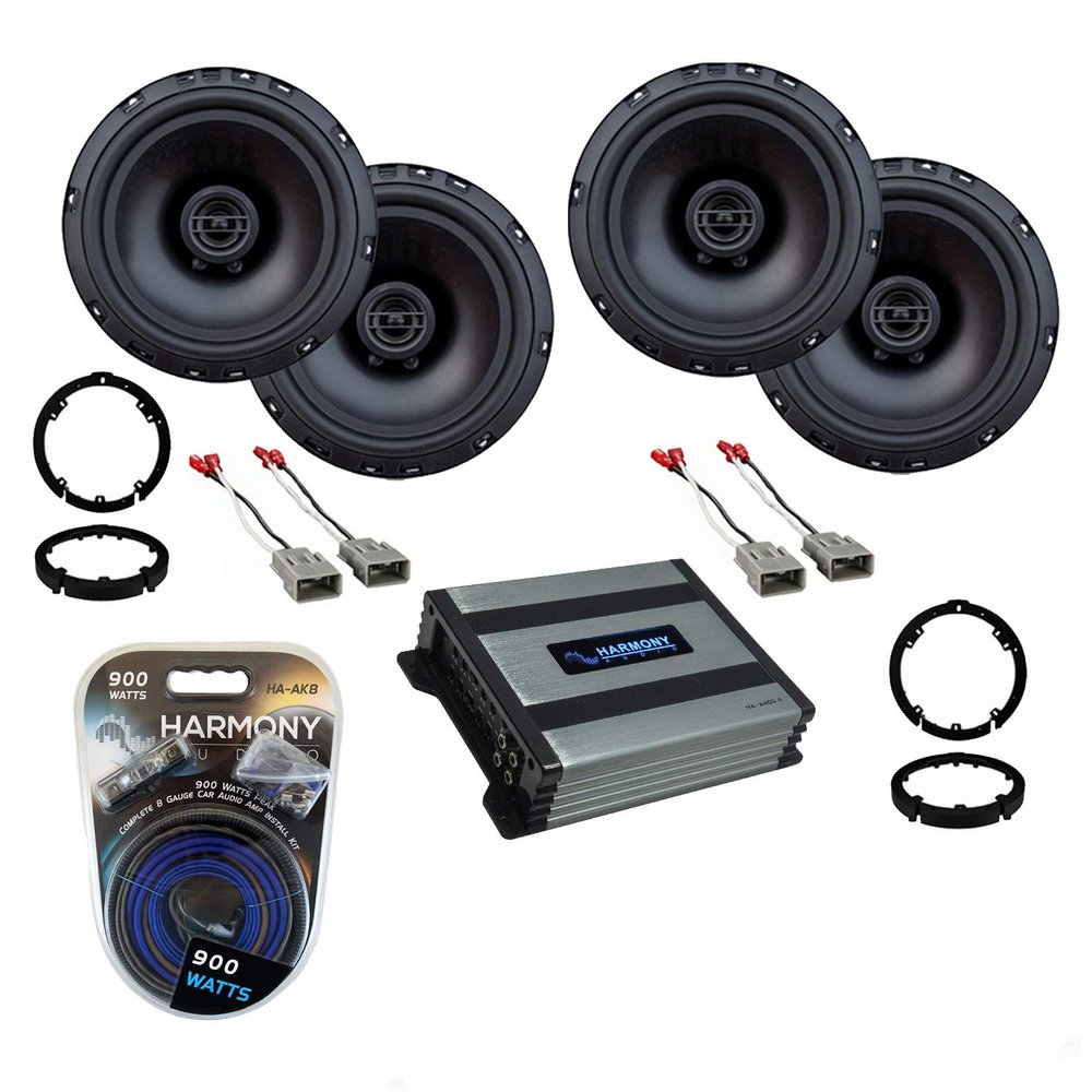 Harmony Master Bundle Compatible with 2019 Honda Insight HA-R65 6.5" Replacement 300W Speakers & Grills with HA-AK8 900W Amp Install Kit, and HA-A400.4 800W Speaker or Sub Amp