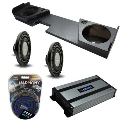 Compatible with 2014-2018 Chevy Silverado Double Cab Harmony Audio Bundle HA-F124 Dual 12 Rhino Coated Sub Box HA-A800.1 Amp