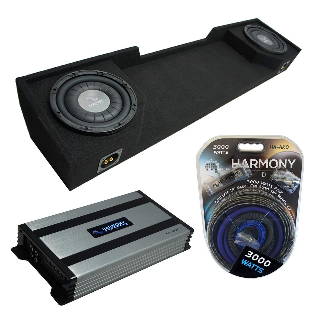 Harmony Audio F104 10" Subwoofer Bundle HA-A800.1 Amp, ASC Sub Box Compatible with 1988-1998 Chevy CK Silverado Extended Cab Truck