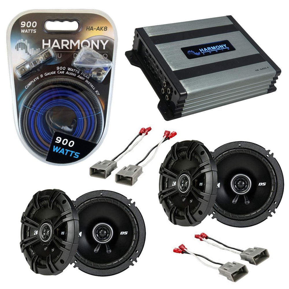 Kicker DSC65 Bundle Compatible with Honda Element 2003-2011 Speaker Replacement & Harmony HA-A400.4 Amp