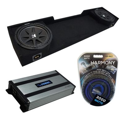 Harmony Audio Compatible with 1988-1998 Chevy CK Silverado Extended Cab Truck Kicker Bundle Comp C10 Dual 10" Sub Box Enclosure & Harmony HA-A800.1 Amp
