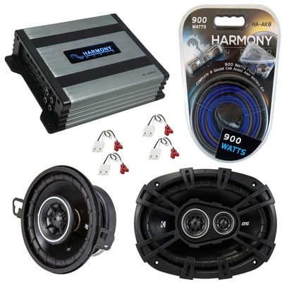 Harmony Audio HA-A400.4 for Oldsmobile Ninety-Eight 88-93 Alloy 4 Channel 800W Speaker Sub Amp, 43DSC69304 6"x9" DS Series 70W RMS 3 Way 4-Ohm Coaxial Speakers & 43DSC3504 3.5" 15W RMS 4 Ohm Speakers
