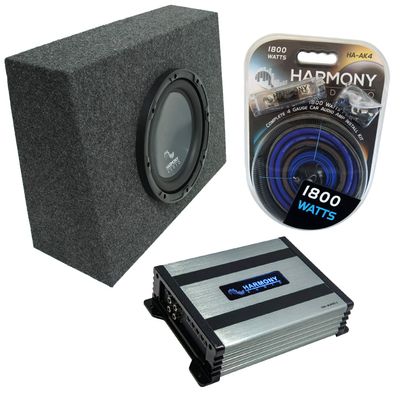 Harmony Audio Compatible with Unviersal Regular Standard Cab Truck HA-R104 Single 10" Loaded Sub Box Enclosure with HA-A400.1 Amplifier