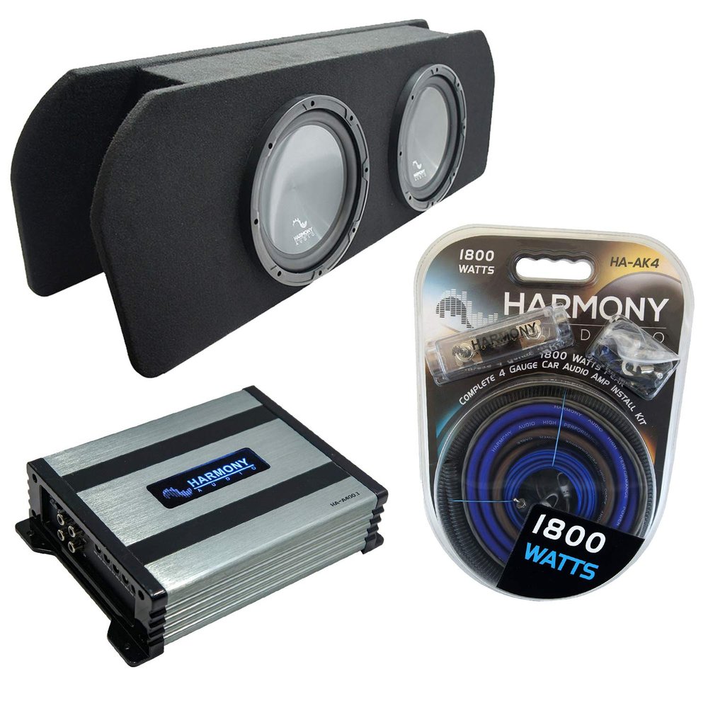 Harmony Audio Compatible with 2015-2023 Ford Mustang Coupe HA-R104 Dual 10" Loaded Custom Sub Box Enclosure with HA-A400.1 Amplifier