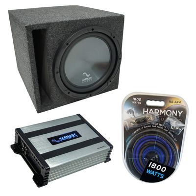 Harmony Audio Universal Car Stereo Slotted S Port Single 10" Harmony Bundle R104 Sub Box & HA-A400.1