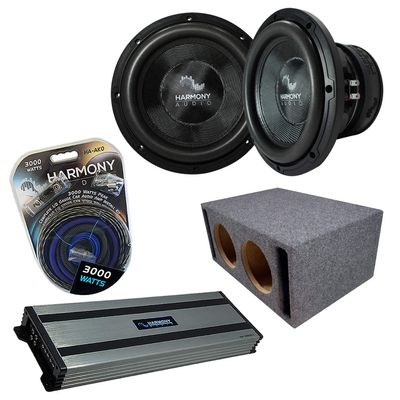 Harmony Audio HA-C152 Competition Dual 15" Loaded Vented Sub Box Bundle with Kicker Bundle Harmony HA-A1500.1 Amp & Install Kit