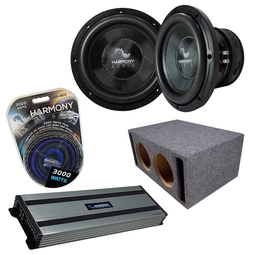 Harmony Audio HA-C152 Competition Dual 15" Loaded Vented Sub Box Bundle with Kicker Bundle Harmony HA-A1500.1 Amp & Install Kit