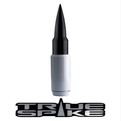 TRUE SPIKE 9 inch White Black TIP PENETRATOR Fat Bullet Antenna with Anti-Theft + Copper Coil in Heavy Gauge CNC Machined Billet Aluminum Short Compatible with Ford Raptor F-150