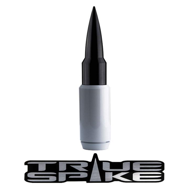TRUE SPIKE 9 inch White Black TIP PENETRATOR Fat Bullet Antenna with Anti-Theft + Copper Coil in Heavy Gauge CNC Machined Billet Aluminum Short Compatible with Ford Raptor F-150